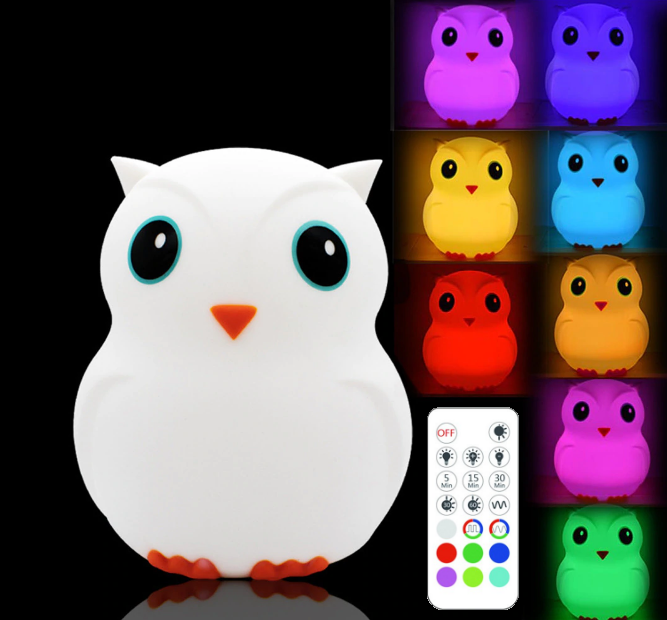 

Детский силиконовый ночник «Совушка» 3DTOYSLAMP с пультом ДУ, 7 цветов