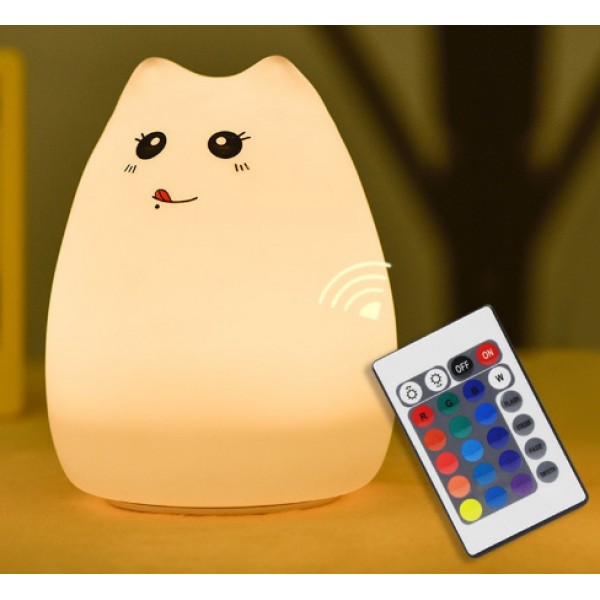 

Детский силиконовый ночник «Котик с язычком» 3DTOYSLAMP с пультом ДУ, 16 цветов