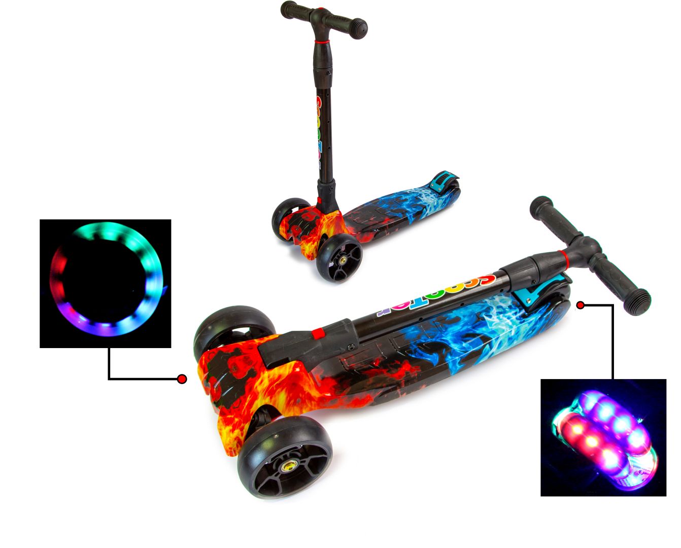 

Самокат Scooter Smart Складная ручка Ice and Fire