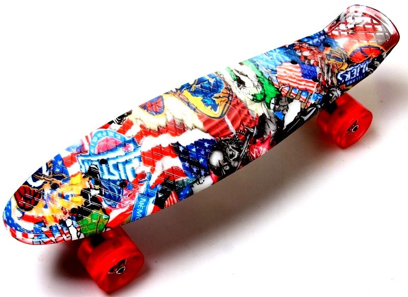 

Пенниборд Penny Board Graffiti NBA Светящиеся Колеса