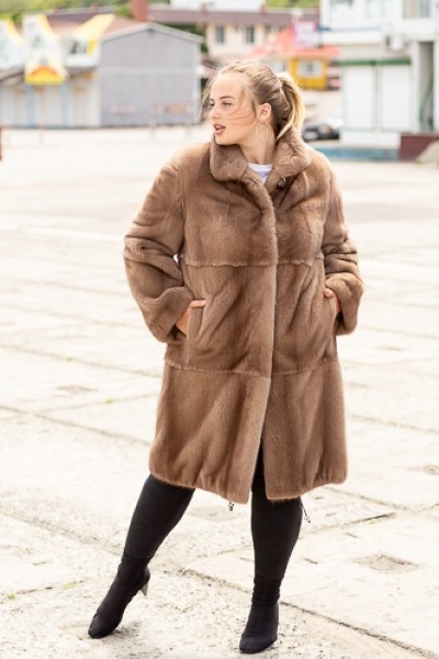 

Шуба TORNADO FUR удлиненная с капюшоном XL Бежевая (Greekfur 44)