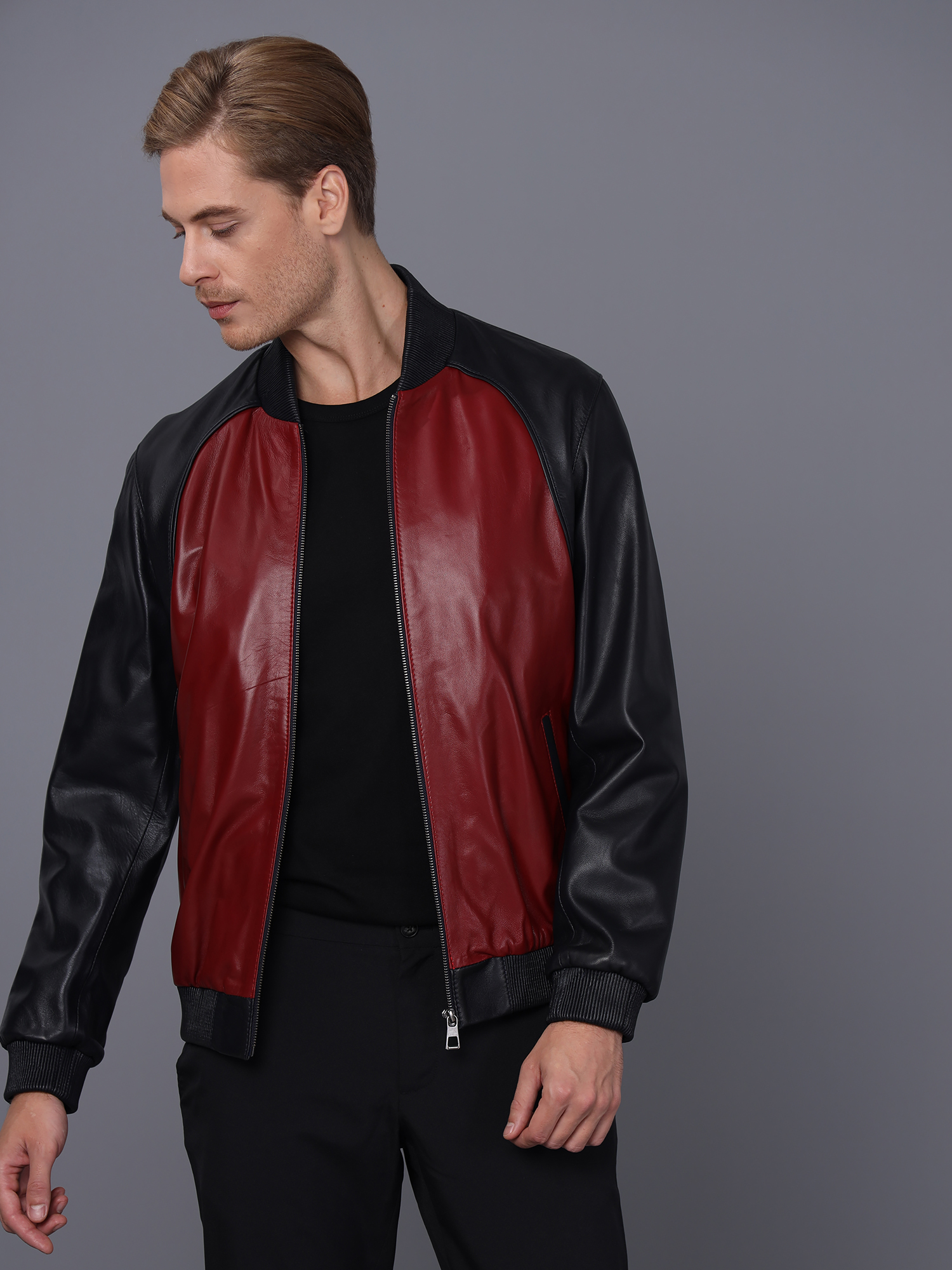 

Мужская кожаная куртка BASICS & MORE Синий 2XL