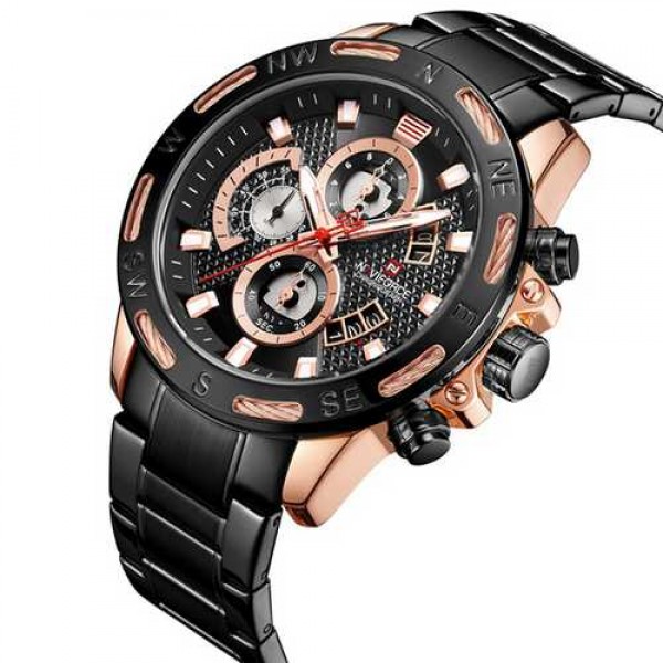 

Наручные часы Naviforce NF9165 Black-Cuprum мужские кварцевые