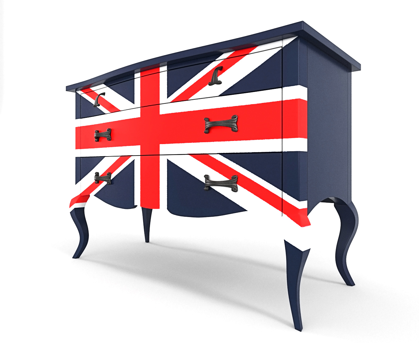 

Комод на 3 ящика в гостиную, спальню из ДСП Cox Zick Britain Zeus темно-синий
