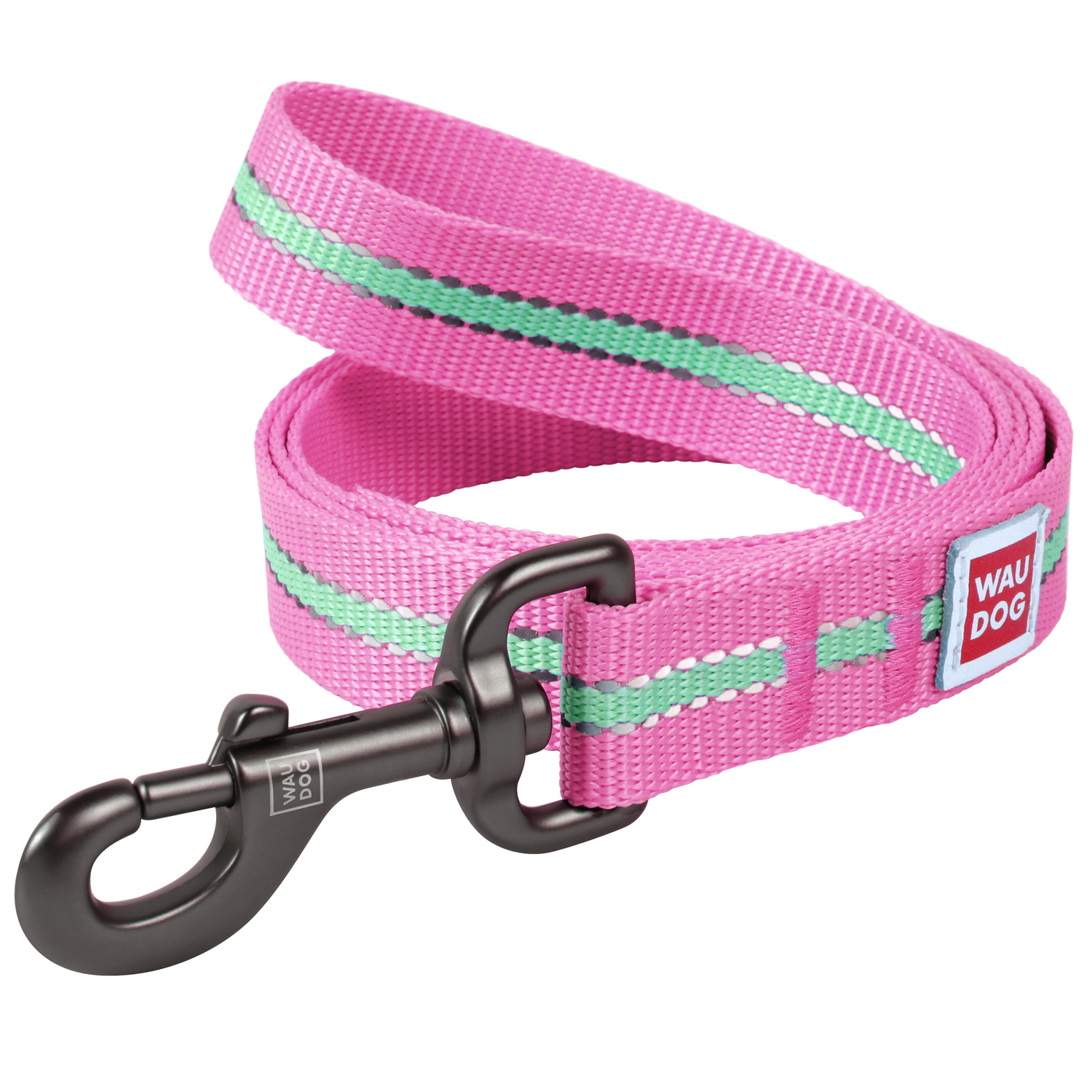 

Нейлоновый поводок для собак WAUDOG Nylon (ВАУДОГ Нейлон) светонакопительный (Светится в темноте!) 122 см 20 мм Розовый (45747)