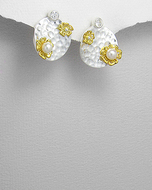 

Сережки из серебра с позолоченными цветочками, 2/17-1063-41/10