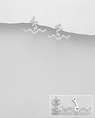 

Серебряные серьги с фианитом Молния, 13/53-701-17713/756