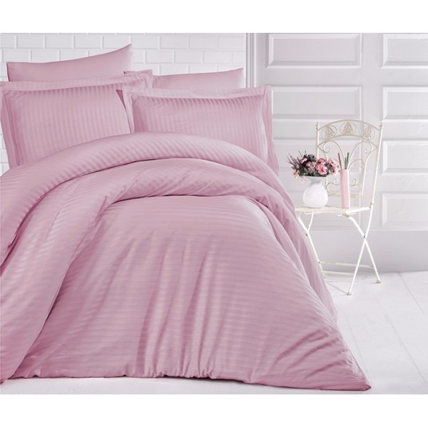 

Комплект постельного белья Clasy Stripe pink, Двуспальный Евро Сатин 200х220 см, Турция