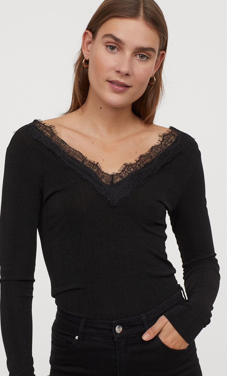 

Лонгслив H&M 302-8752871 M Черный