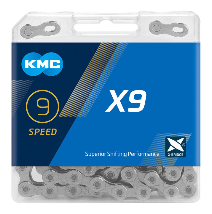 

Цепь велосипедная KMC X9 Silver 9 ск.