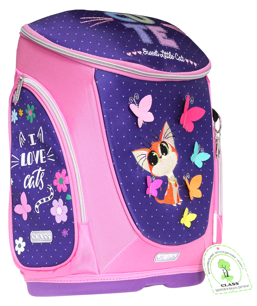 

Ранец Class Cute Cat 38 х 27 х 18 см 18 л Розово-фиолетовый (9955/8591662995503)
