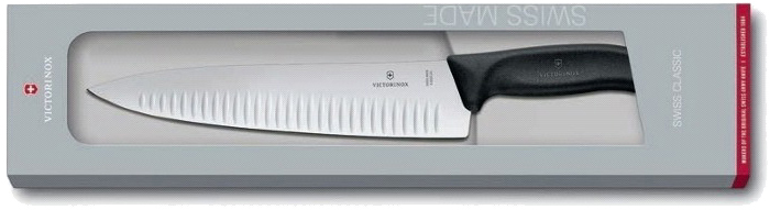 

Кухонный нож SwissClassic Carving 25см рифл. с черн. ручкой (GB) Victorinox Vx68023.25G