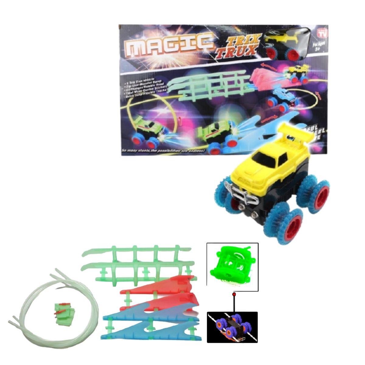 

Детский игрушечный канатный гоночный автотрек конструктор Magic Trix Trux светящийся в темноте с машинкой