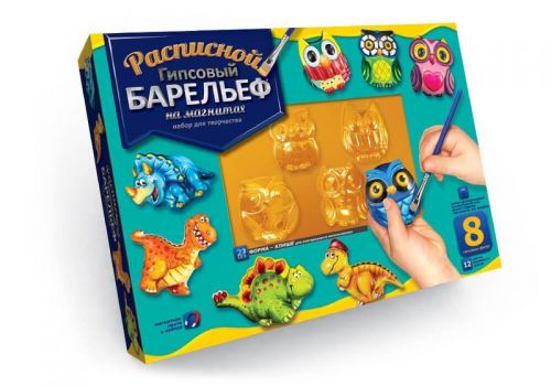 

Расписной гипсовый барельеф "Совы и динозавры", 8 фигур РГБ-08 (15-41074)