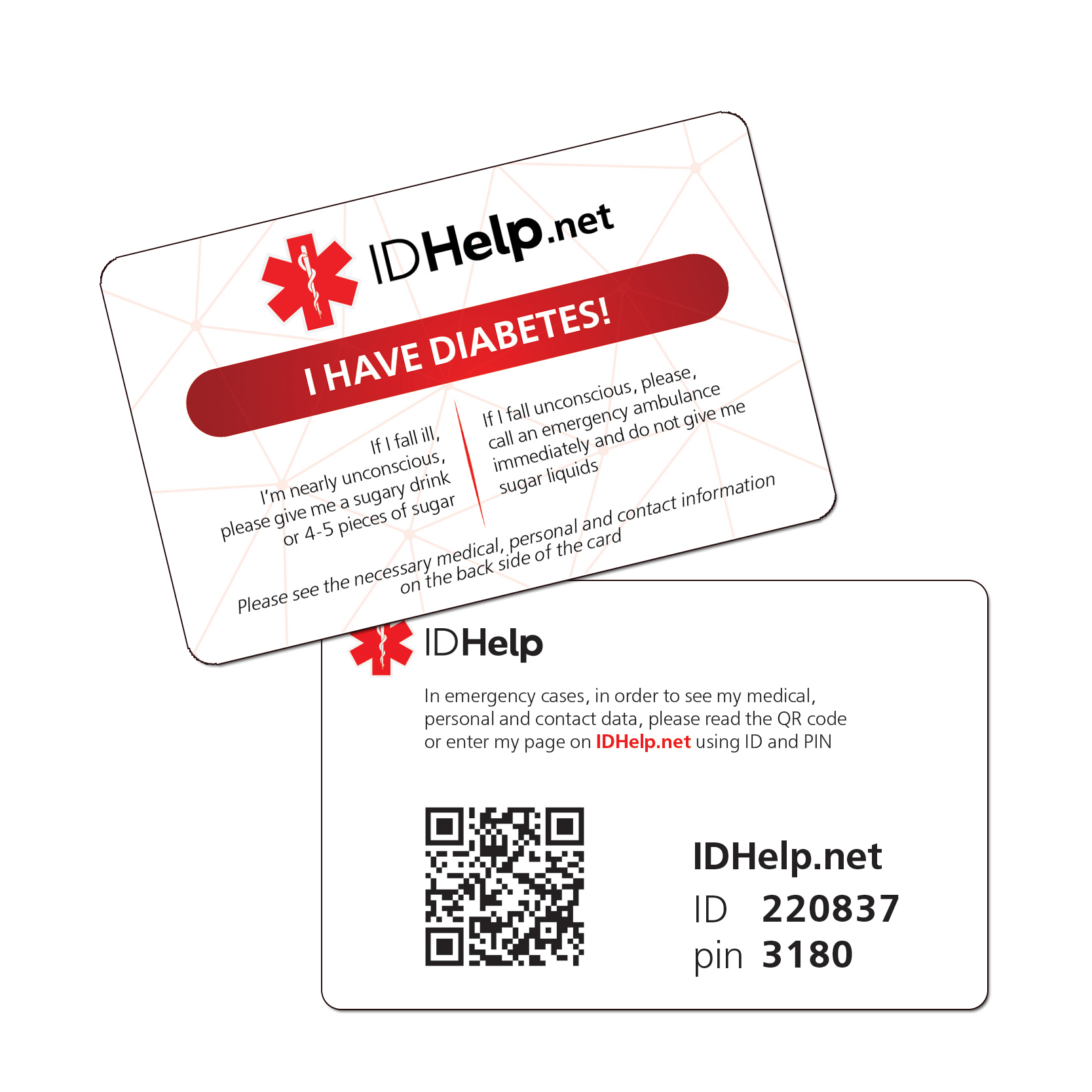 

Карточка диабетика пластиковая Линия 24 IDHelp АНГЛ