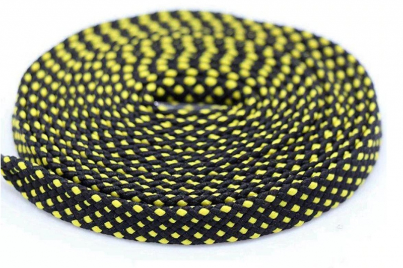 

Спортивные обувные шнурки V-tie двухцветные черные с желтым