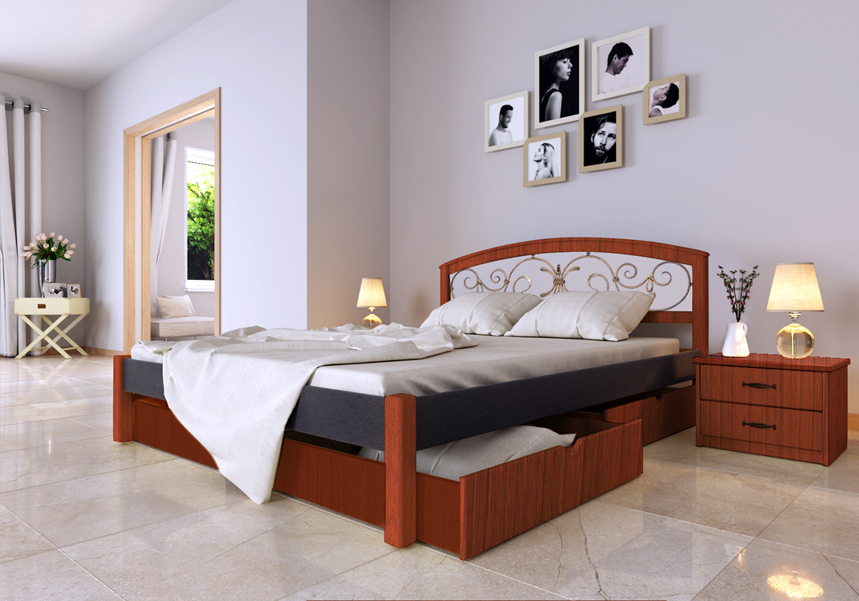 

Кровать Британия ковка Комби ЧДК (180 * 200) Яблоня