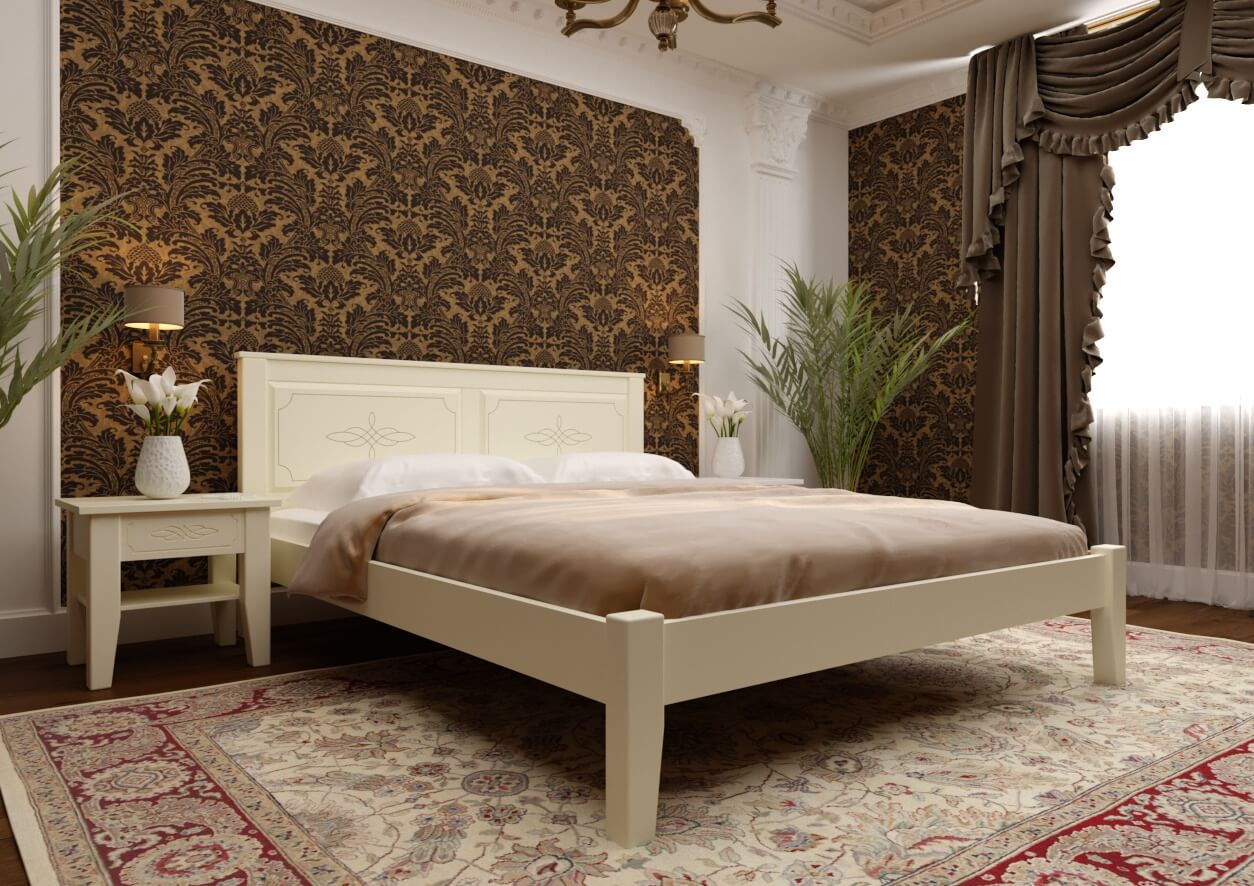 

Кровать Майя Низкое изножье ЧДК (180 * 200) Слоновая кость эмаль