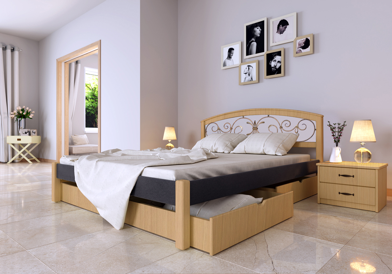 

Кровать Британия ковка Комби ЧДК (160 * 200) Ольха