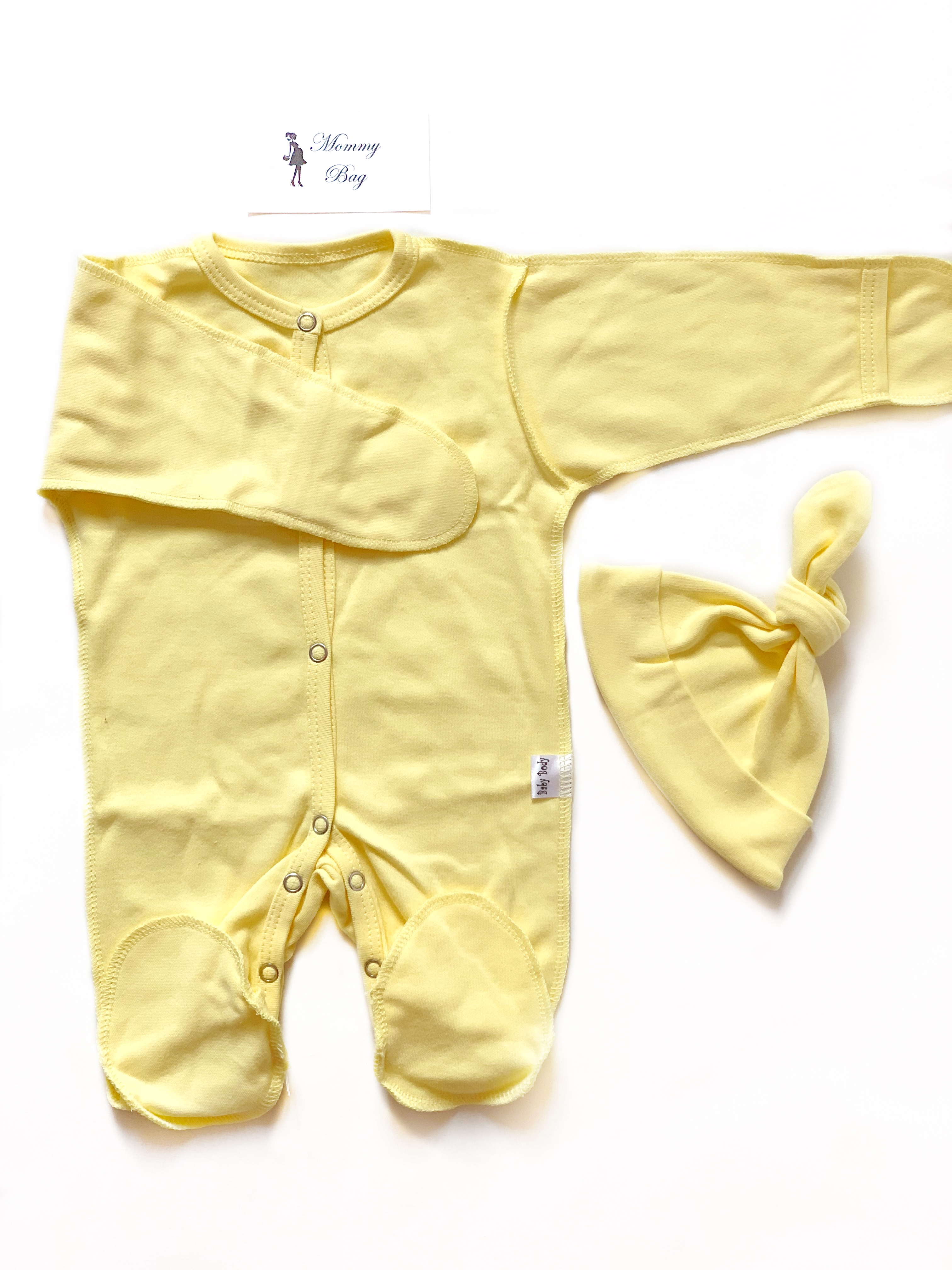 

Человечек + шапочка Baby Body 0-3 мес Лимонный р.56