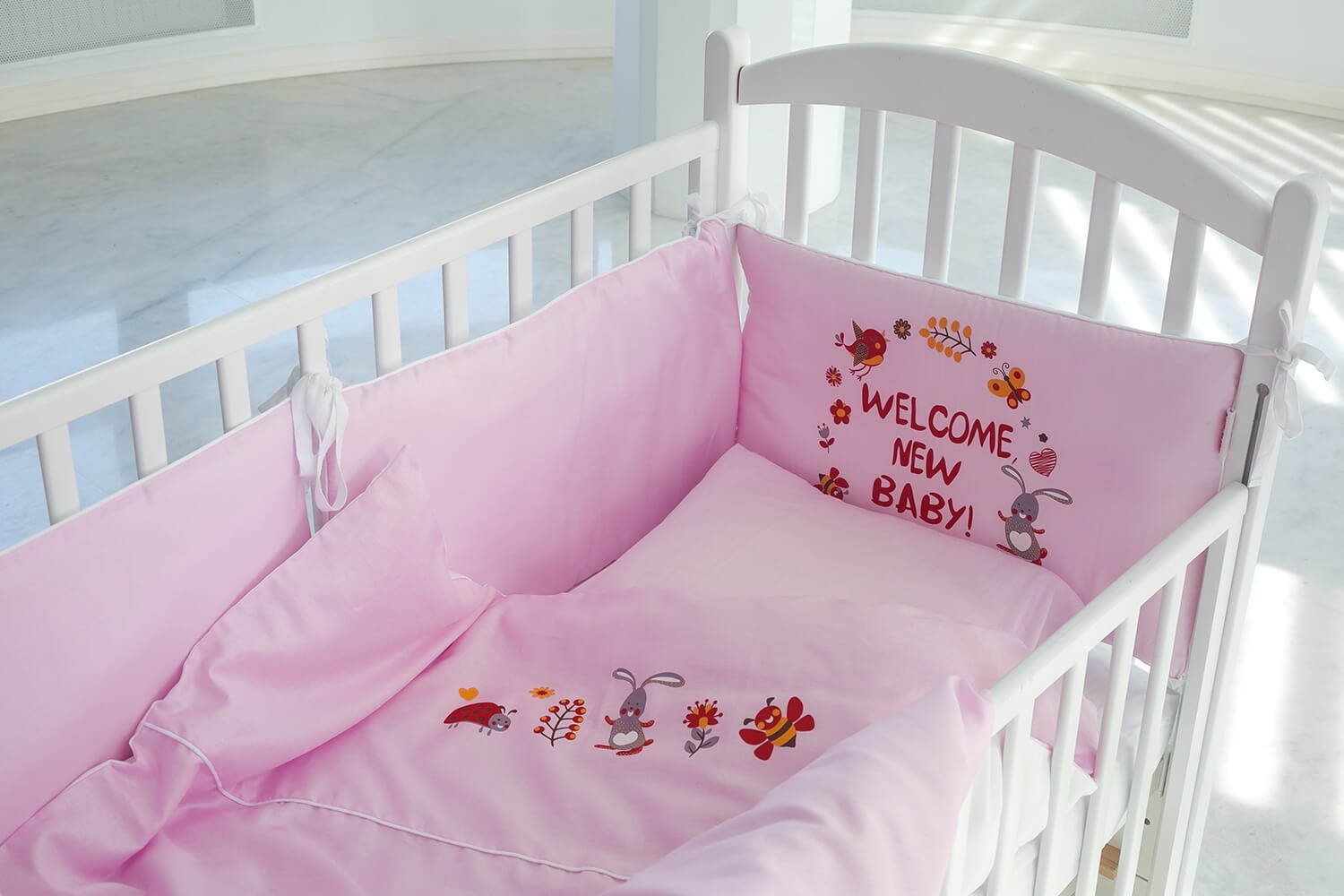 

Комплект постельного белья Kiddy Fusion Сатин Welcome new baby 100х140 см Розовый (6205003716/1)