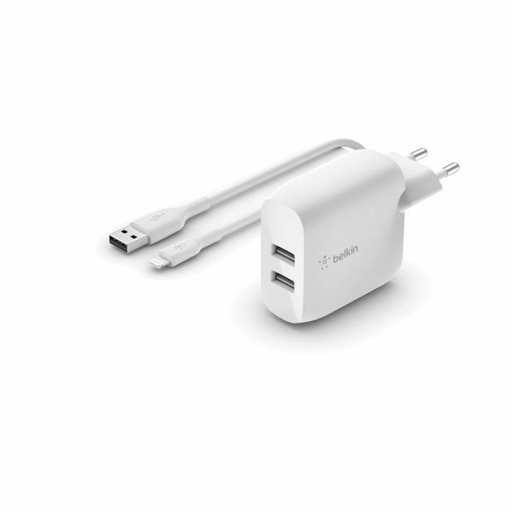 

Зарядное устройство Belkin Home Charger 24W DUAL USB 2.4A, Lightning 1m, white