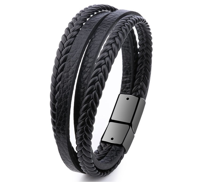 

Мужской кожаный браслет Primo Rope с магнитной застежкой - Black Primo черный