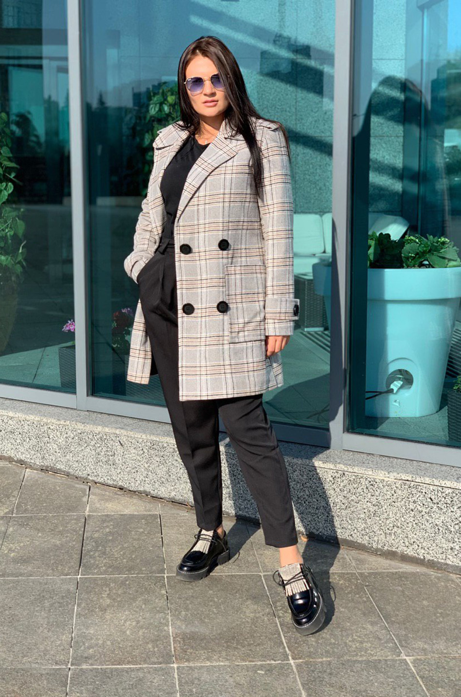 

Пальто Milirud Клетка 44 Светло серое 297