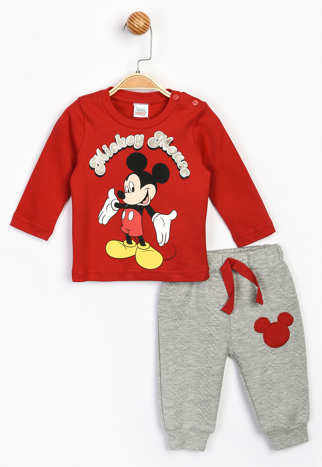 

Костюм (футболка с длинными рукавами + спортивные штаны) Disney Mickey Mouse MC16202 68-74 см Серо-красный
