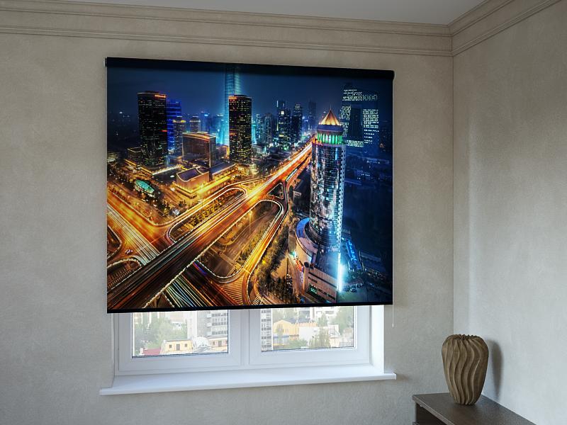 

Рулонные фотошторы Print-Market с фотопечатью ночная дорога в городе (3337)