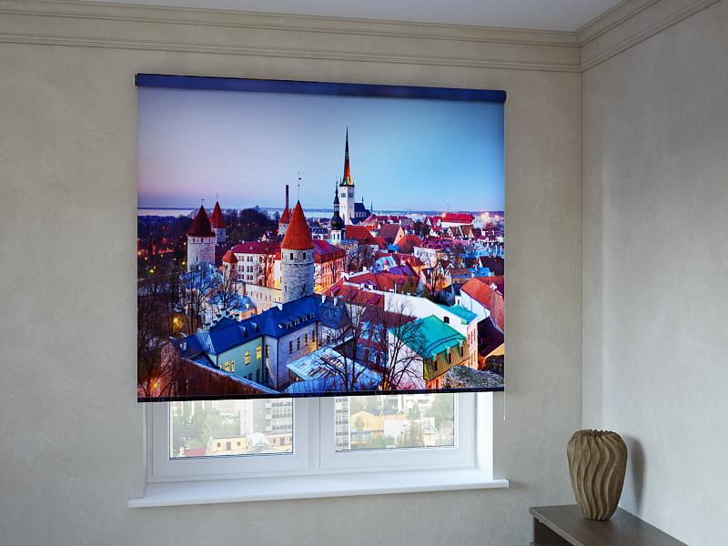 

Рулонные фотошторы Print-Market с фотопечатью острые крыши (3386)