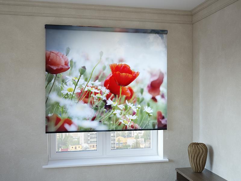 

Рулонные фотошторы Print-Market с фотопечатью нежные маки (3405)
