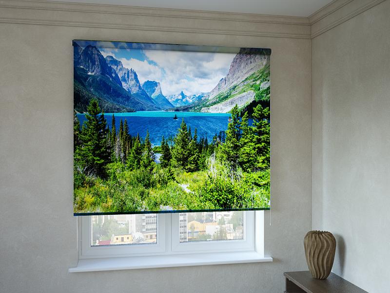 

Рулонные фотошторы Print-Market с фотопечатью озеро в лесу (3275)