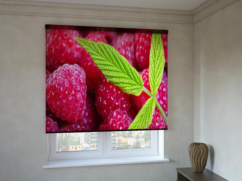 

Рулонные фотошторы Print-Market с фотопечатью малинки (3406)