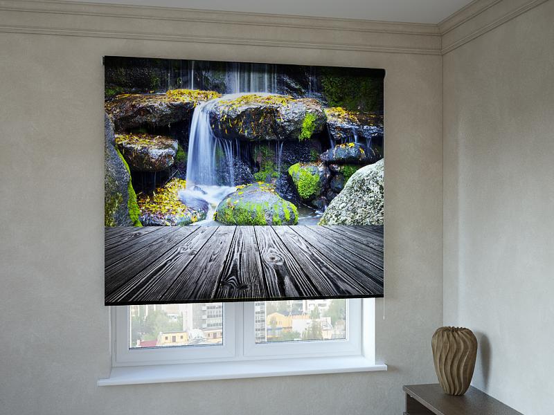 

Рулонные фотошторы Print-Market с фотопечатью водопад в лесу (3312)