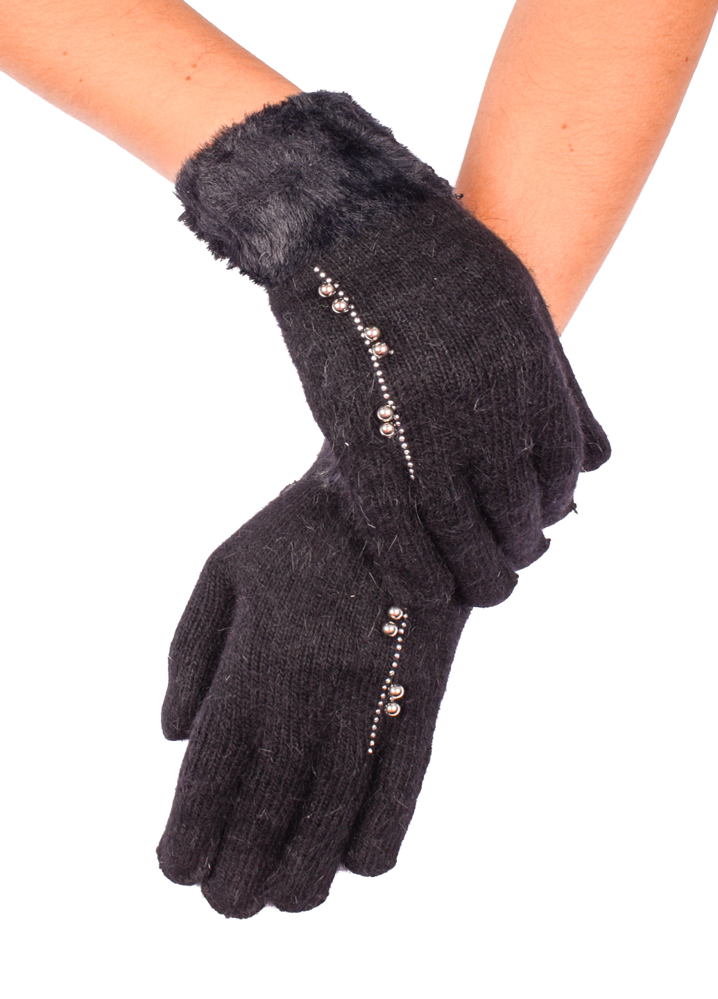 

Перчатки женские с бусинками Корона G7632-1. Цвет: Чёрный