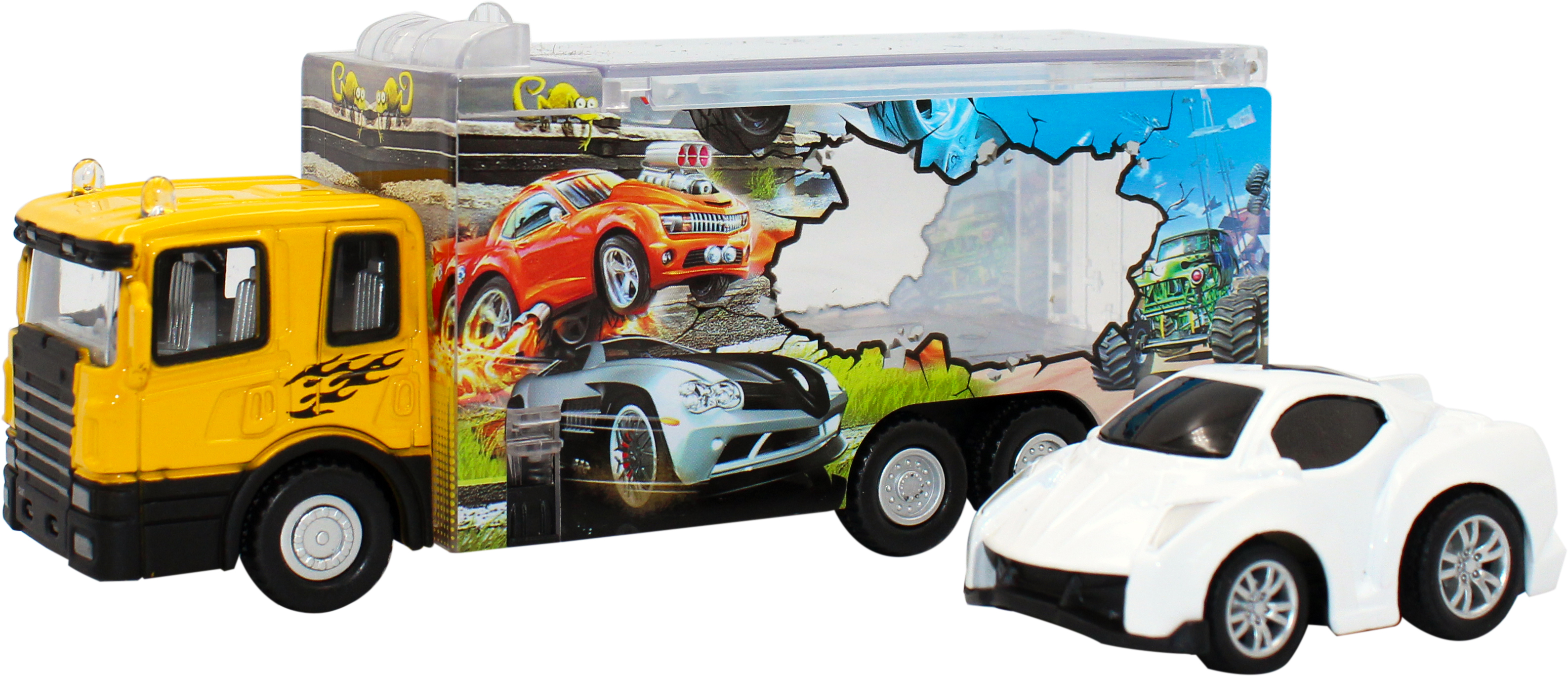 

Автотранспортер Funky Toys Быстрые перевозки 1:60 с белой машинкой (FT61050)