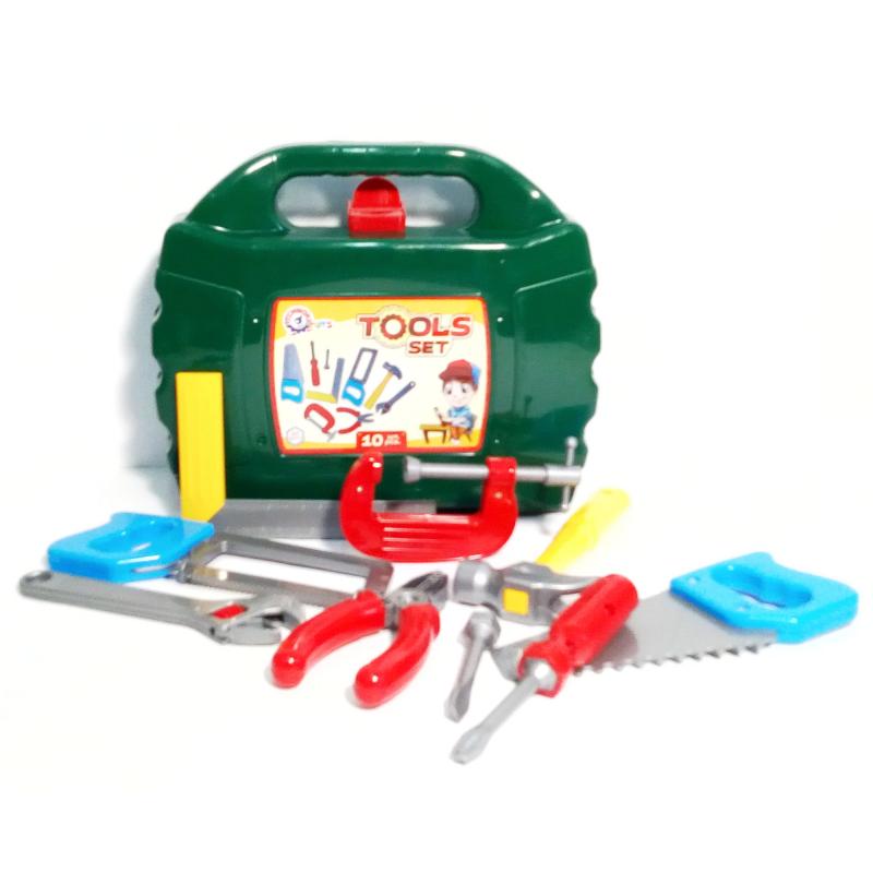 

Детский игрушечный набор инструментов в чемодане Tools set на 10 предметов: Молоток/пилка/отвертка/гаечный ключ (TS4371)