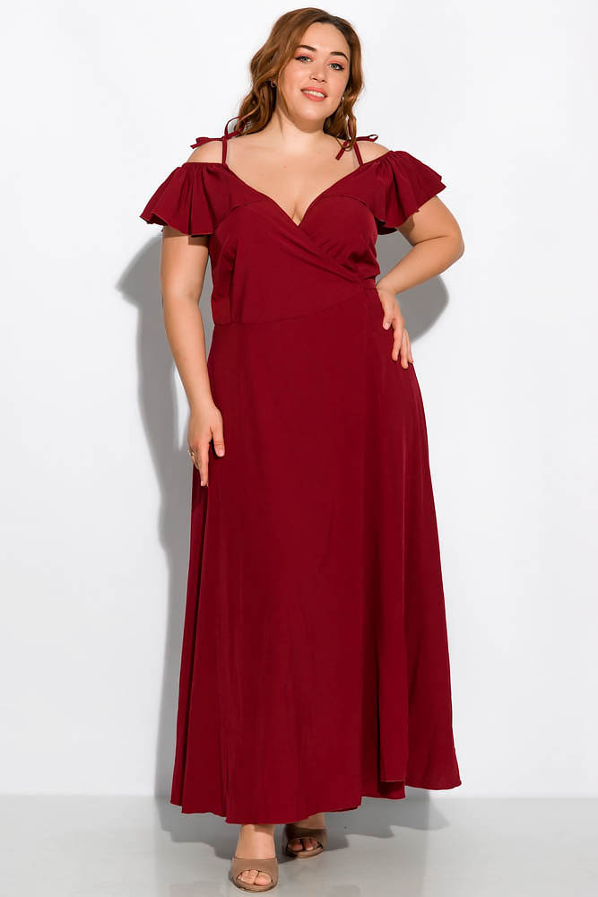

Длинное однотонное платье 120PVC1045 (Вишневый) T&M Oversize Размер цвет Вишневый