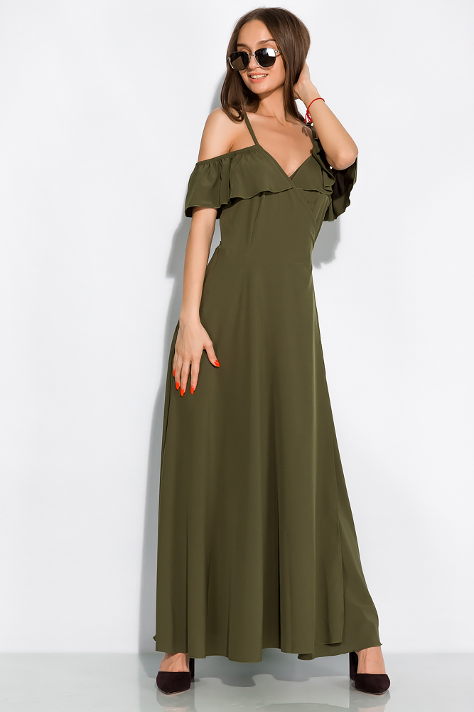 

Платье однотонное на запах 120PVC199 (Хаки) T&M Oversize Размер цвет Хаки