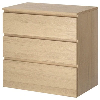 

Комод IKEA (ИКЕА) MALM 3 ящика 80x78 см Светлый Дуб 804.035.64