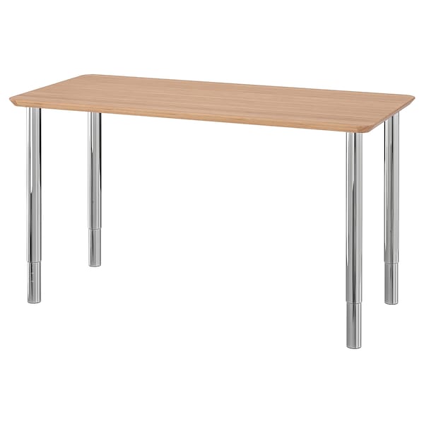 

Стол IKEA (ИКЕА) HILVER/GERTON бамбук хромированный 140x65 см 590.471.47