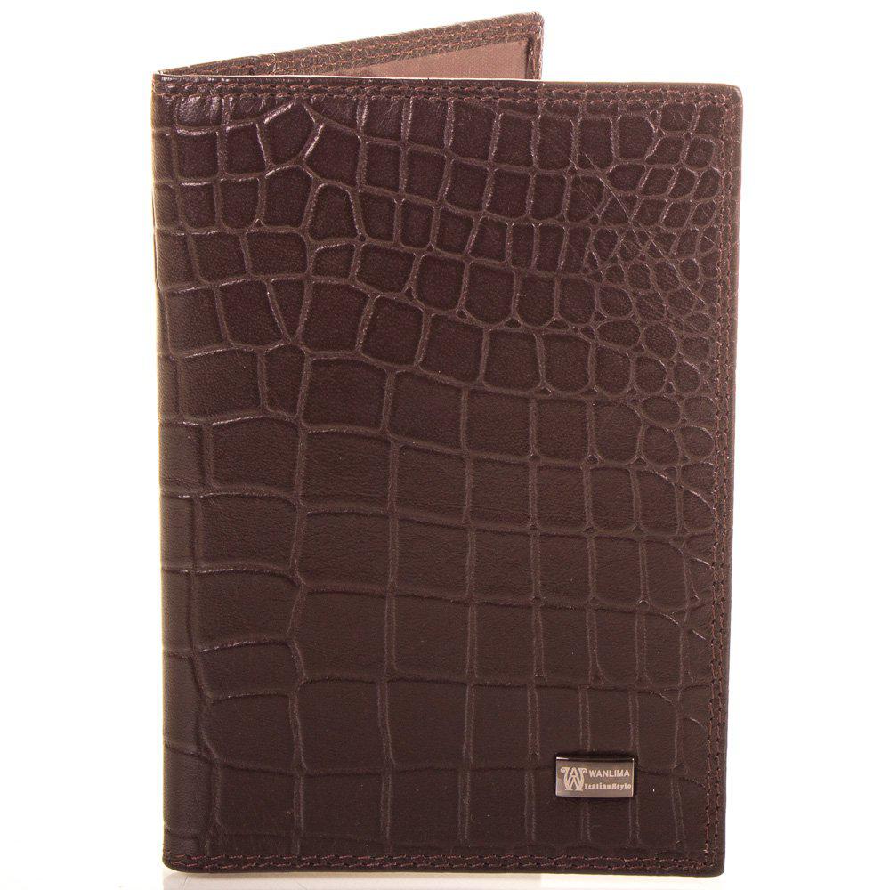 

Мужская кожаная обложка для паспорта (W620437901491-brown) Wanlima 9х13,5х1 см Коричневый 000140871