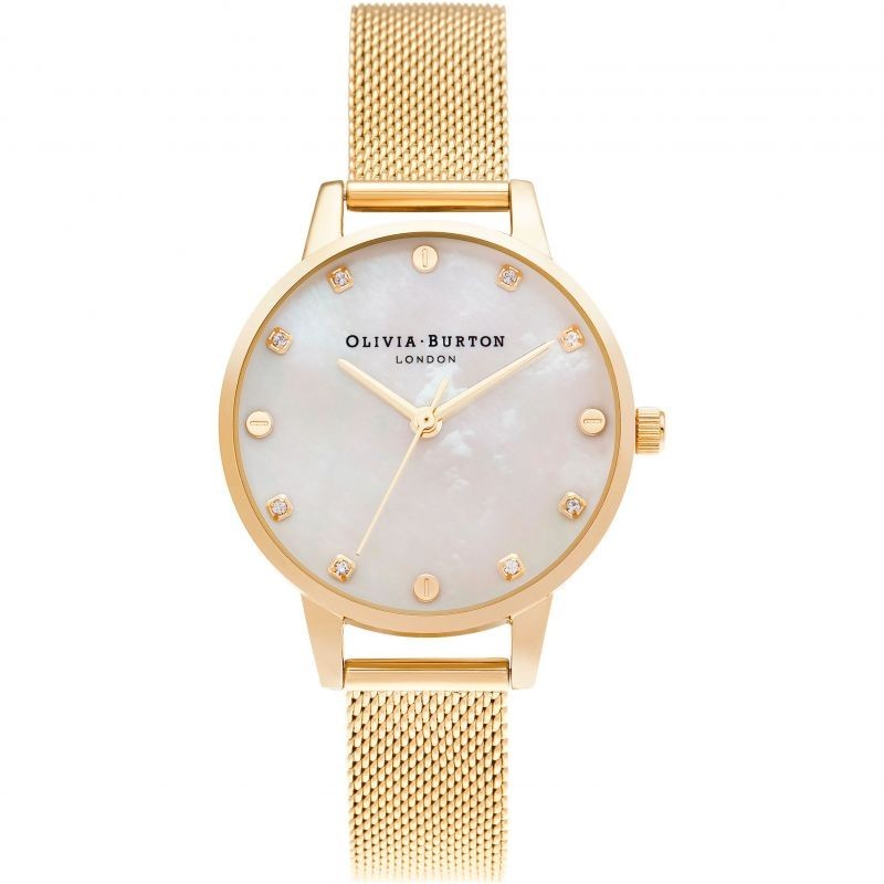 

Женские часы Olivia Burton Midi Dial with Screw Detail Pale Gold Mesh Watch OB16SE08