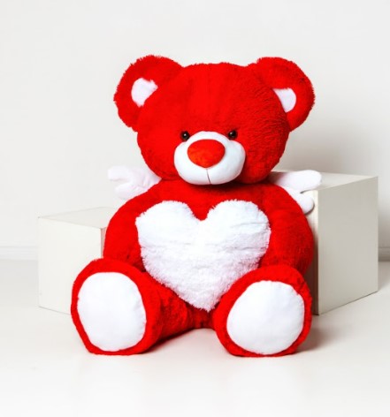 

Мишка плюшевый TEDDY BOOM игрушка 110 см красный с ангельскими крылышками