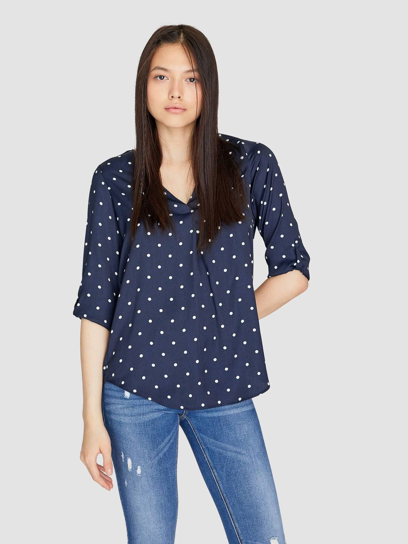 

Блузка Stradivarius 2021/433/010 XL Синяя в горошек