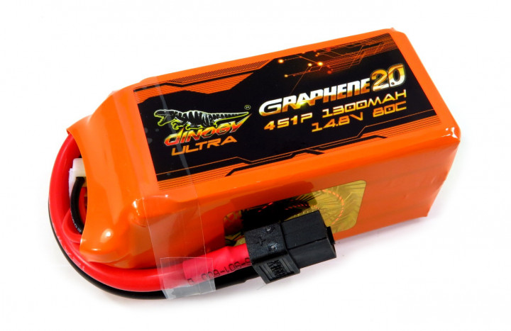 

Аккумулятор Dinogy ULTRA G2.0 Li-Pol 1300mAh 14.8V 4S 80C XT60 70x34x33мм