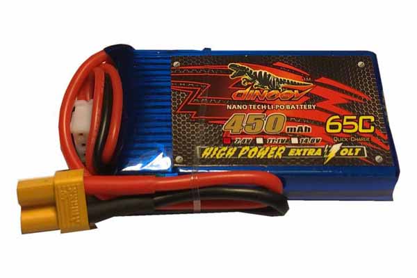 

Аккумулятор Dinogy Li-Pol 450mAh 7.4V 2S 65C XT30 53x30x11.5мм