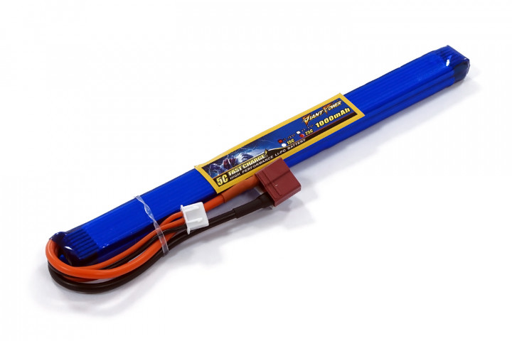 

Аккумулятор для страйкбола Giant Power (Dinogy) Li-Pol 7.4V 2S 1000mAh 25C 10х15х185мм T-Plug