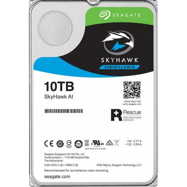 

HDD SATA 10.0TB Seagate SkyHawk Al Surveillance 256MB (ST10000VE0008)